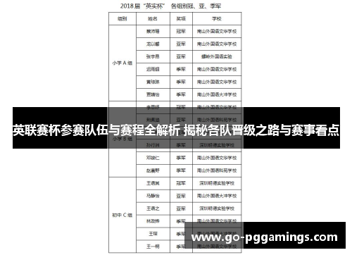 英联赛杯参赛队伍与赛程全解析 揭秘各队晋级之路与赛事看点
